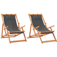 vidaXL Klappstühle, 2 Stück, grauer Stoff