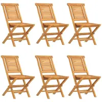 vidaXL Klappstühle, 6 Stück, 47 x 63 x 90 cm, Massivholz Teak