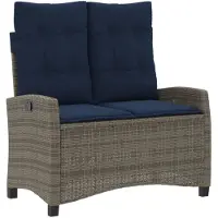 vidaXL Gartenbank Verstellbar mit Kissen Grau Poly Rattan