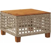 vidaXL Gartentisch Beige 55x55x36 cm Poly Rattan Akazienholz