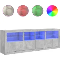 vidaXL Sideboard mit LED-Leuchten Betongrau 202x37x67 cm