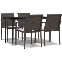 vidaXL 5-tlg. Garten-Essgruppe mit Kissen Poly Rattan und Stahl