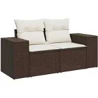 vidaXL Gartensofa mit Kissen 2-Sitzer Braun Poly Rattan
