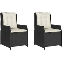 vidaXL Gartensessel 2 Stk. Verstellbar Schwarz Poly Rattan