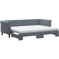 vidaXL Tagesbett Ausziehbar mit Matratzen Dunkelgrau 80x200 cm Samt
