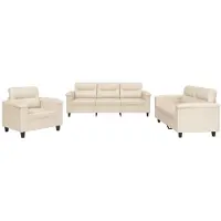 vidaXL 3-tlg. Sofagarnitur mit Kissen Beige Mikrofasergewebe