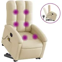 vidaXL Massagesessel mit Aufstehhilfe Creme Stoff