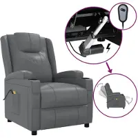 vidaXL Massagesessel Elektrisch Anthrazit Kunstleder