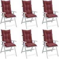 vidaXL Hochlehner-Auflagen 6 Stk. Melange Weinrot 120x50x7 cm Stoff
