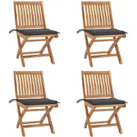 vidaXL Klappstühle mit Kissen, 4-teilig, Massivholz Teakholz