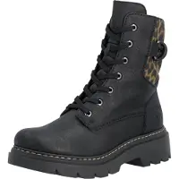 Rieker Schnürboots , Damen, Gr. 36, schwarz, Lederimitat, Schuhe Schnürboots, Schnürstiefelette, Winterboots mit Warmfutter