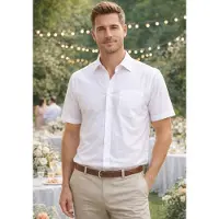 Man'S World Kurzarmhemd , Herren, Gr. 37/38 (S), N-Gr, rosa, Obermaterial: 55% Baumwolle, 45% Polyester, unifarben, Basic, normal, gerader Abschluss, Hemden Kurzarmhemd, Kurzarm