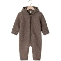 Huttelihut Baby Strampler Pram Suit Wool Fleece - Taupe - Größe 68