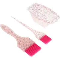 Markenlos Set aus Haarfärbepinsel und Kunststoff-Farbschale in Rosa, 1 Set, zum präzisen Auftragen und Färben für den Heimgebrauch und Salon
