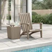 Markenlos Hellbrauner Adirondack-Gartenstuhl aus Polypropylen, witterungsbeständig, 63x85x93 cm, für Terrasse und Außenbereich, bequeme Sitzgelegenheit
