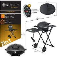 Kesser Elektrogrill 2in1 Tisch-/Standgrill faltbar, max. 2400W, Antihaftbeschichtung, 2 Räder