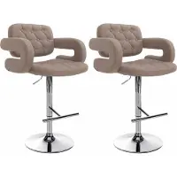 CLP 2er Set Barhocker Dublin Mit Stoff-Bezug I Höhenverstellbar, Farbe: taupe
