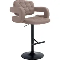 CLP Barhocker Dublin Mit Stoff-Bezug I Höhenverstellbar, Farbe: taupe, Gestellfarbe: schwarz