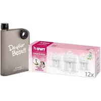 BWT Magnesium Wasserfilter 12er Jahrespackung + A5 Trinkflasche 420 ml