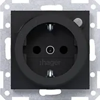 Hager WAS1261BM Steckd. SCHUKO m. FI-Schutzsch., erh. Ber.schutz, Schr.-Liftkl., A.x/C.x, sw mt