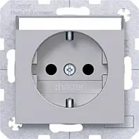 Hager WAS1201TA Steckd. SCHUKO, Beschr.feld, erh. Berührungsschutz, St.-kl., A.x/C.x, titan mt l