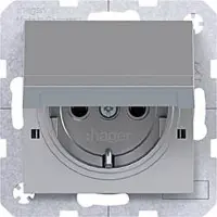 Hager WAS1112TA Steckdose SCHUKO mit Klappdeckel, arretierend, Steckkl., A.x/C.x, titan met la