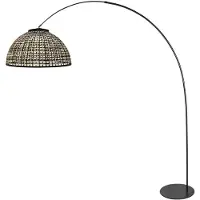 Anne Light & Home Bogenleuchte Curve, schwarz, Schirm Bambusgeflecht Ø 60 cm