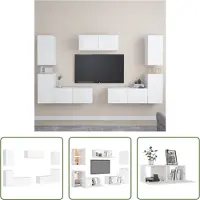 The Living Store 7-tlg. TV-Schrank-Set Weiß Holzwerkstoff