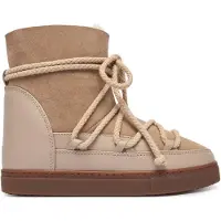 INUIKII für Damen. 1001.004.0042 Lederstiefel Classic Wedge beige (36), 3 bis 5 cm, Schnürsenkel, Lässig