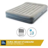 OEM Luftmatratze 2er - 152 x 203 x 30 cm - Grau - Mit Kompressor - Bettwäsche und Reparaturset