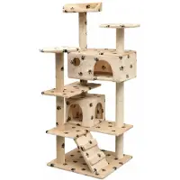 vidaXL Katzen-Kratzbaum 125 cm Pfoten-Aufdruck Beige