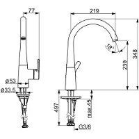 Hansa Spültisch-Einhebelmischer HANSADESIGNO Style seitenbedient, Ausl. 219mm, matt-schwarz