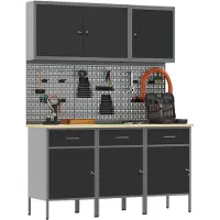 vidaXL Werkbank mit Schubladen 8 pcs Schwarz Ingenieure Holz und Stahl