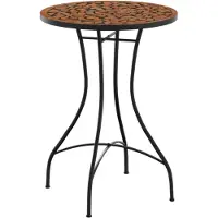 Markenlos Bistrotisch mit Mosaik- und Terrakotta-Keramikplatte, Ø50x70 cm