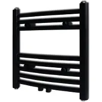vidaXL Handtuchheizkörper Warmwasser Gebogen Schwarz 480x480 mm