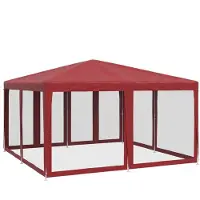 vidaXL Partyzelt mit 8 Mesh-Seitenteilen Rot 4x4 m HDPE