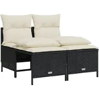 vidaXL 5-tlg. Garten-Sofagarnitur mit Kissen Schwarz Poly Rattan