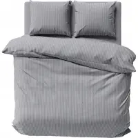 Detexpol Satin Bettwäsche Set 160x200 Glatt Gestreift Premium Grau