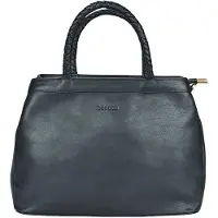 Beocca Beau Lederhandtasche, 4 Fächer, YKK-Reißverschluss, Schwarz