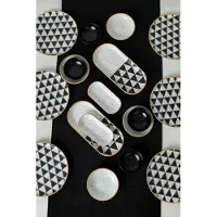 Hermia Concept , Frühstücksset (18 Teile) aus 100% Keramiksteinzeug, Schwarz/Weiß, antibakteriell