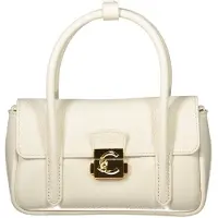 Coccinelle C-Me Lock Mini Handtasche weiß Pearl genarbtes Leder