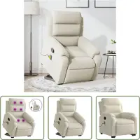 The Living Store Massagesessel mit Aufstehhilfe Creme Samt
