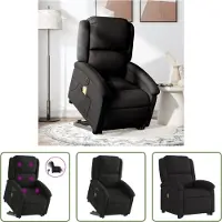 The Living Store Elektrischer Massagesessel mit Aufstehhilfe Schwarz Stoff