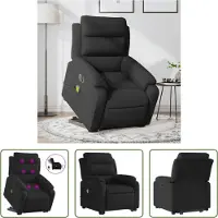 The Living Store Elektrischer Massagesessel mit Aufstehhilfe Schwarz Stoff