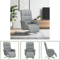 The Living Store Massagesessel mit Fußteil Hellgrau Stoff
