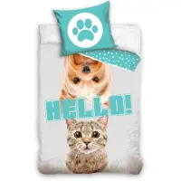 Carbotex Hund und Katze Bettwäsche Hello! - 140 x 200 cm - 70 x 90 cm - Baumwolle