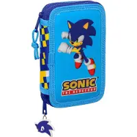 Safta Doppel-Federmäppchen Sonic the Hedgehog mit Inhalt blau