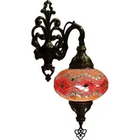 Halay Oosterse Wandlampe – Handgemachte Mozaïeklampe aus Türkischem Glas – Ø 15 cm, Höhe 28 cm, E14 LED inklusive