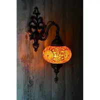 Halay Handgefertigte türkische Wandlampe in Rot-Orange – Orientalische Mosaik Marokkanische Lampe, 18x30 cm