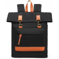 Kono Arizona Vintage Canvas Herren Roll Top Rucksack Schwarz